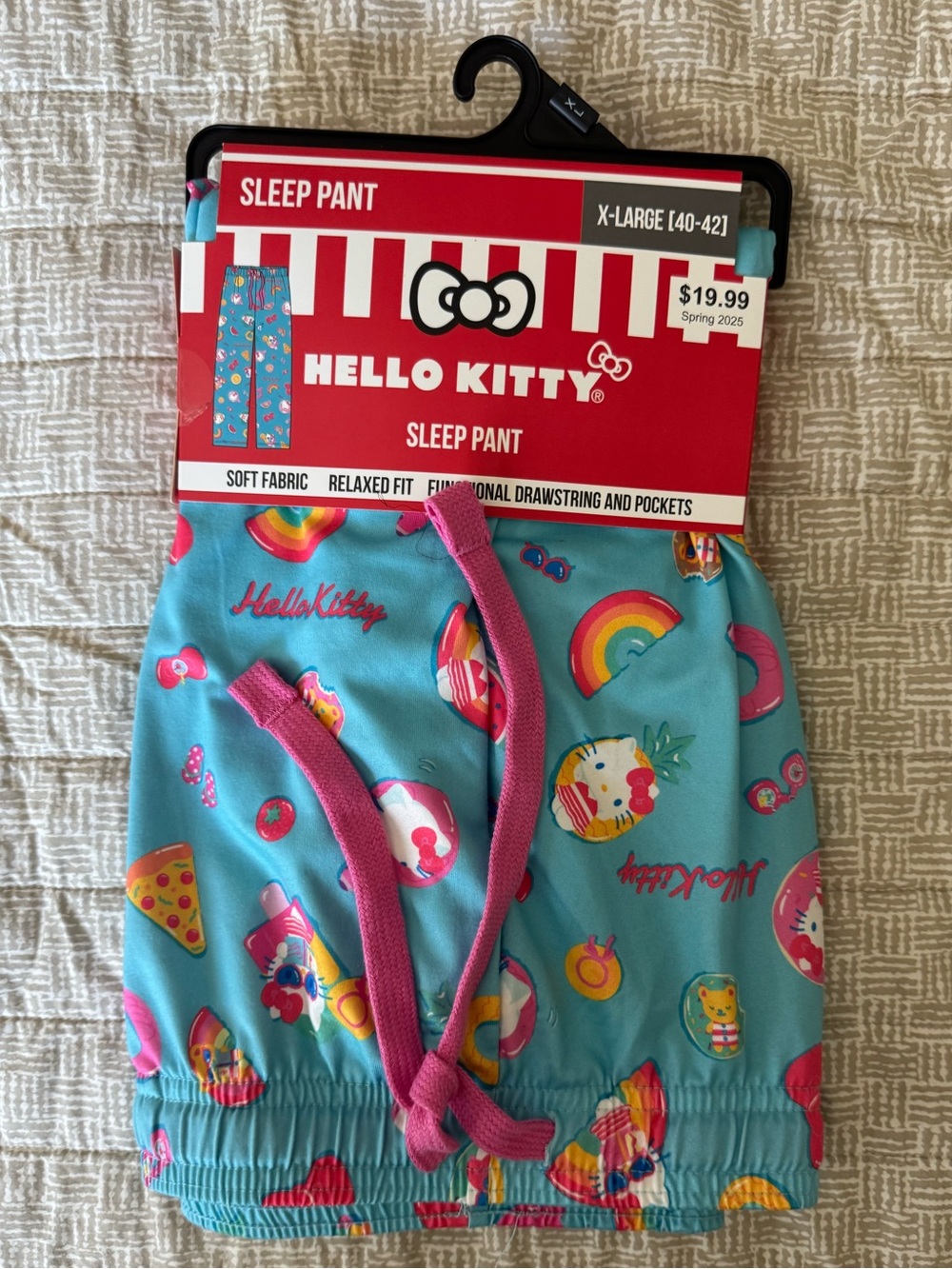 Hello Kitty Ladies XL Sleep Pants with Pink Drawstring- NWT